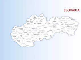 Samolepiaca tapeta podrobná mapa Slovenskej republiky