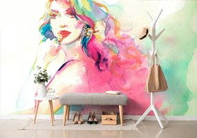 Samolepiaca tapeta akvarelový ženský portrét - 450x300