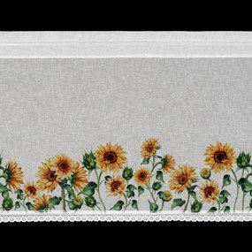 Dekorstudio Kuchynská záclonka HELIA zdobená kvetinovou potlačou a čipkou 150 x 60 cm