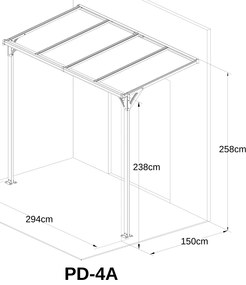 Hliníkový vchodový prístrešok BestBerg PD-4A / 4,3 m² / sivý