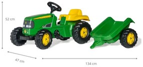 Šlapací traktor s vlečkou Rolly Toys John Deere 012190