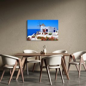 Obraz - Domček v Grécku (90x60 cm)