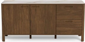 Komoda Southampton 160 cm bílý mramor/dub kouřový