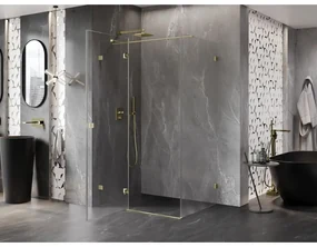 Mexen Lunar T, sklápací sprchový kút ľavý 115 x 90 cm, 8mm číre sklo, zlatý matný profil, 834T-115-090-55-00-L