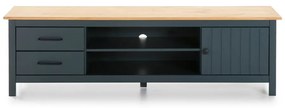 Tmavomodrý TV stolík z borovicového dreva 158x47 cm Miranda – Marckeric