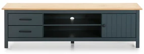 Tmavomodrý TV stolík z borovicového dreva 158x47 cm Miranda – Marckeric