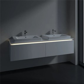 VILLEROY &amp; BOCH Legato závesná skrinka pod dve umývadlá, 2 zásuvky, s LED osvetlením, 1600 x 500 x 380 mm, White Matt, B692L0MS