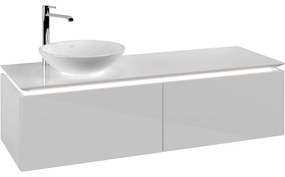 VILLEROY &amp; BOCH Legato závesná skrinka pod umývadlo na dosku (umývadlo vľavo), 2 zásuvky, s LED osvetlením, 1400 x 500 x 380 mm, Glossy White, B587L0DH