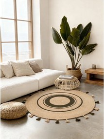 Obojstranný/ručne tkaný jutový okrúhly koberec v prírodnej farbe ø 150 cm Basil – Hanse Home