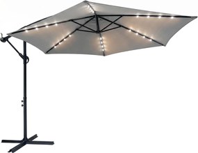 Avenberg Veľký nastaviteľný slnečník Sunny LED300, sivý