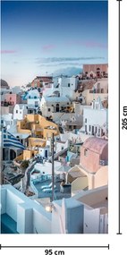 Fototapeta na dvere - Stmievanie v Santorini (95x205cm)