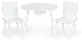 Okrúhly detský stolík s praktickým úložným priestorom a stoličkami