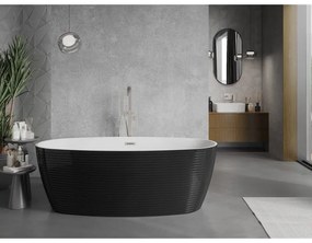Mexen Lira, voľne stojaca vaňa, vzor, 170 x 80 cm, biela-čierna, oceľový prepad, 52831708075-97