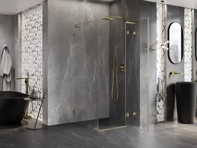 Mexen Lunar L, 1-krídlový sprchový kút, pravý, 100 x 100 cm, 8mm číre sklo, zlatý matný profil, 834L-100-100-55-00-P