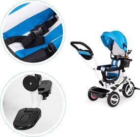 ECOTOYS detský trojkolový bicykel otočné sedadlo 360° odnímateľná strieška, gumené kolesá
