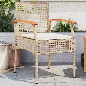 Záhradné stoličky s vankúšmi 2 ks béžové polyratan akácia 366249