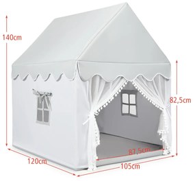 Detský domček na hranie Domček na hranie s rámom z masívneho dreva a bavlneným matracom 120 x 105 x 140 cm Sivá