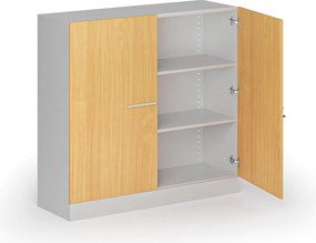 Kovová spisová skriňa s drevenými dverami, demontovaná, 1150 x 1200 x 400 mm, buk