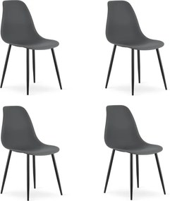 Set štyroch jedálenských stoličiek WAT tmavosivý - čierne nohy (4 ks)