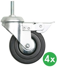 Súprava 4 koliesok k regálom, 75 mm, 120 kg
