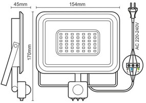 LED Reflektor so senzorom LED/30W/230V 4000K IP44