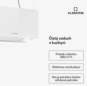 Klarstein Kronleuchter L, digestor, 60 cm, ostrovčekový, 590 m³/h, dotykové ovládanie, LED, biely