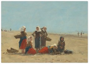 Obraz - Eugène Boudin, Women on the Beach at Berck, reprodukcia (70x50 cm)