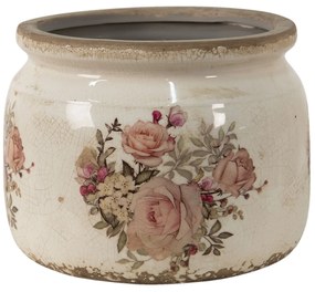 Keramický obal na kvetináč s ružami Rosien - Ø20*15 cm