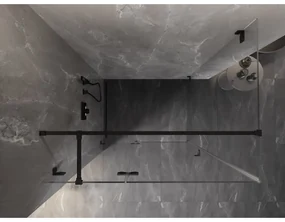 Mexen Lunar T, sklápací sprchový kút ľavý 140 x 80 cm, 8mm číre sklo, čierny profil, 834T-140-080-70-00-L
