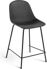 Tmavosivá kovovo-plastová záhradná barová stolička Quinby – Kave Home