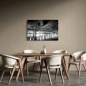 Obraz - Most Benjamina Franklina, Filadelfia, čiernobiely (90x60 cm)