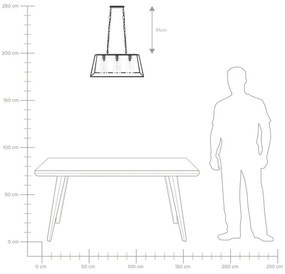 Závesná lampa z ľahkého kovu s 3 svetlami čierna MUGER Beliani