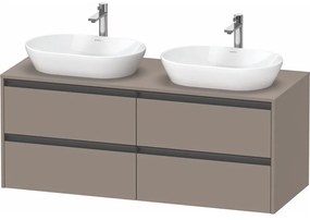 DURAVIT Ketho 2 závesná skrinka pod dve umývadlá na dosku, 4 zásuvky, 1400 x 550 x 568 mm, bazalt matný, K24898B43430000