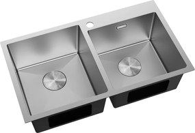 Mexen Xorin, 2-komorový nerezový drez 780 x 450 mm, brúsená oceľ, 6441782000-01