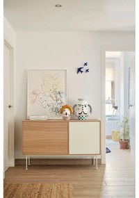 Krémovobiela komoda v dubovom dekore Teulat Yoko, šírka 128 cm