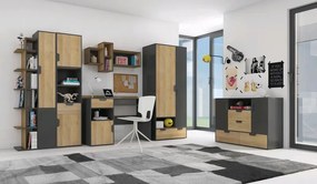 Šatníková skriňa Nano, dub/grafit