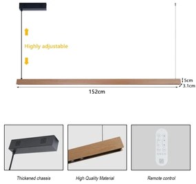 Immax NEO 07304L - LED stmievateľný luster na lane MADEIRA 33W/230V Wi-Fi Tuya 152 cm dub