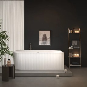 Erga Marina, rohová voľne stojaca vaňa 140x70 cm + odtoková zátka, pravá, biela lesklá, ERG-MARINA-140070R-WH-WH