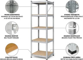 Regál 180x40x40 cm pozinkovaný 5-policový, nosnosť 875 kg