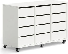 Študentská úložná skrinka CASPER, 12 zásuviek, biela