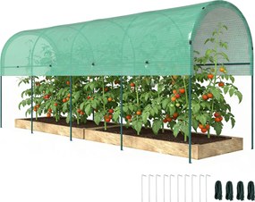 Outsunny zimný fóliový skleník s oblúkovou strechou — oceľový rám a zemné kotvy, 400 × 120 × 170 cm, zelený | Aosom