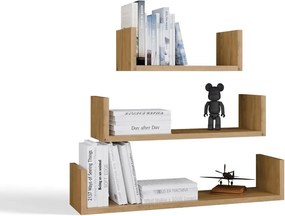 Sada 3 ks nástěnných polic Mobi dub artisan