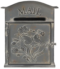 Šedá retro poštová schránka Mail - 26 * 10 * 31 cm