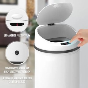 Bezdotykový odpadkový kôš so senzorom, 60 l, biely