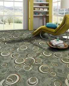 Koberce Breno Metrážny koberec DROPS 92, šíře role 400 cm, zelená, viacfarebná