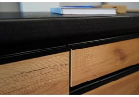 Kuchynská linka MARINA 180 cm dub craft/lesklá čierna