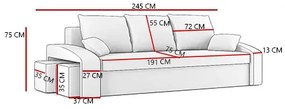 Pohovka Hanifa (sivá + biela) (s poličkou a taburetkou) . Vlastná spoľahlivá doprava až k Vám domov. 1067091