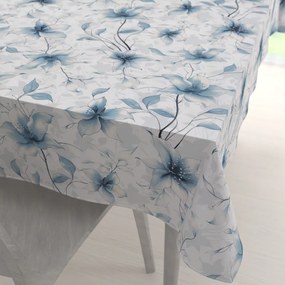 Biante Bavlnený obdĺžnikový obrus Sandra SA-737 Modro-sivé kvety vanilky na bielom 140x180 cm