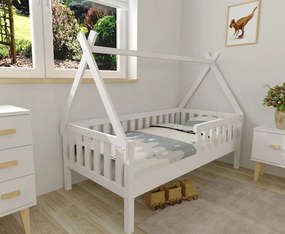 Detská domčeková posteľ z masívu borovice TEA - 200x90 cm - biela