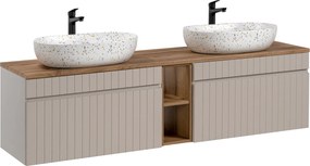 Comad Kúpeľňová skrinka s doskovými umývadlami set Iconic Cashmere 180 kašmír/dub coast evoke